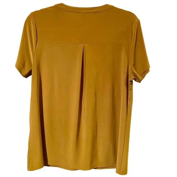 Anne Klein Mustard Short Sleeve Blouse Top - Picture 3 of 8